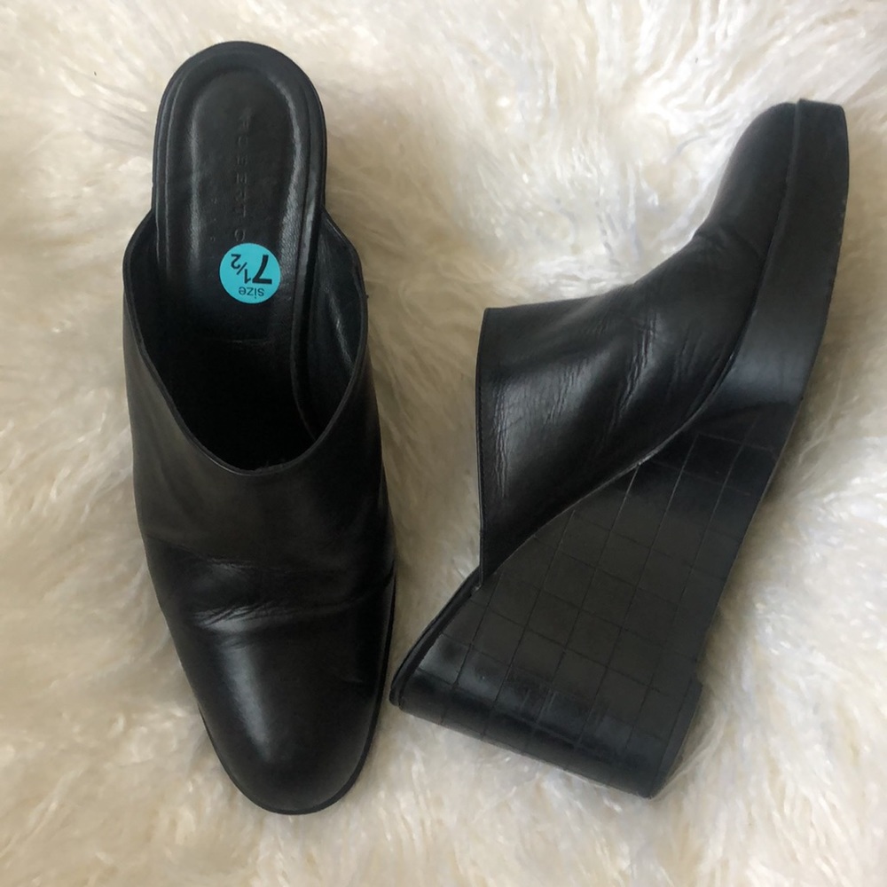 Vintage ROBERT CLERGERIE High Heel Mules slides Shoes Leather Chunky Platform - Picture 11 of 11